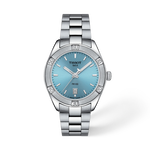 Front view of the watch Tissot PR 100 Sport Chic 36mm with shadow