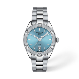 Vista frontal del reloj Tissot PR 100 Sport Chic 36mm con sombra