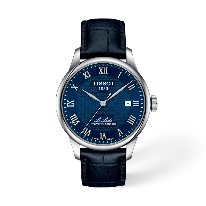 Front view of the watch Tissot Le Locle 39mm with shadow