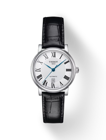 Front view of the watch Tissot Carson Premium Automatic lady with shadow