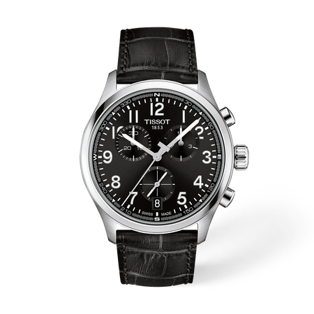 Vue de face de la montre Tissot Chrono L 42mm avec ombre