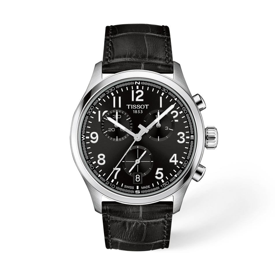 Vorderansicht der Uhr Tissot Chrono L 42mm mit Schatten