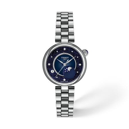 Front view of the watch Tissot D&eacute;sir 29.6mm with shadow