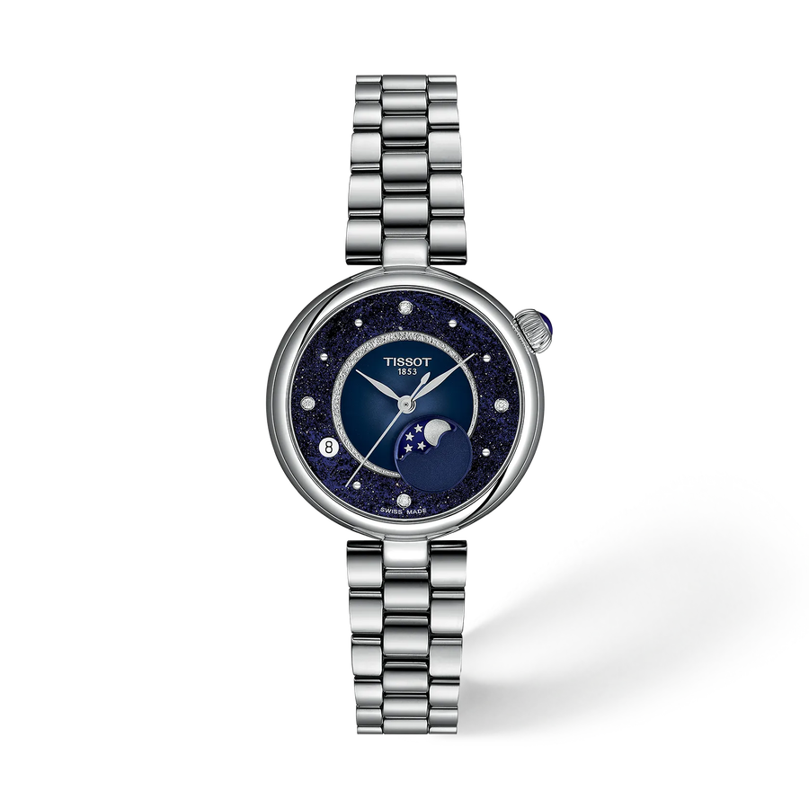 Front view of the Tissot Désir 29.6mm with blue dial