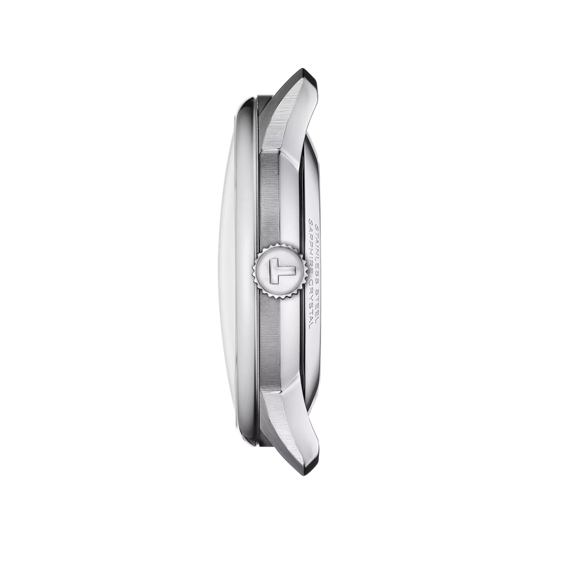 Profile view of the watch case Tissot Chemin des Tourelles Powermatic 80 39 mm
