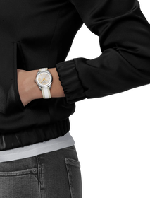 Simulation of the watch Tissot PR 100 34mm on a wrist