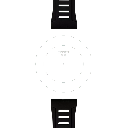 Enfoque en las asas de Correa Oficial Tissot  de silicona negra 21 mm XS