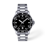 Front view of the watch Tissot Seastar 1000 40mm with shadow