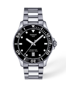 Front view of the watch Tissot Seastar 1000 40mm with shadow