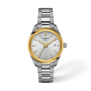 Front view of the watch Tissot PR 100 34mm with shadow