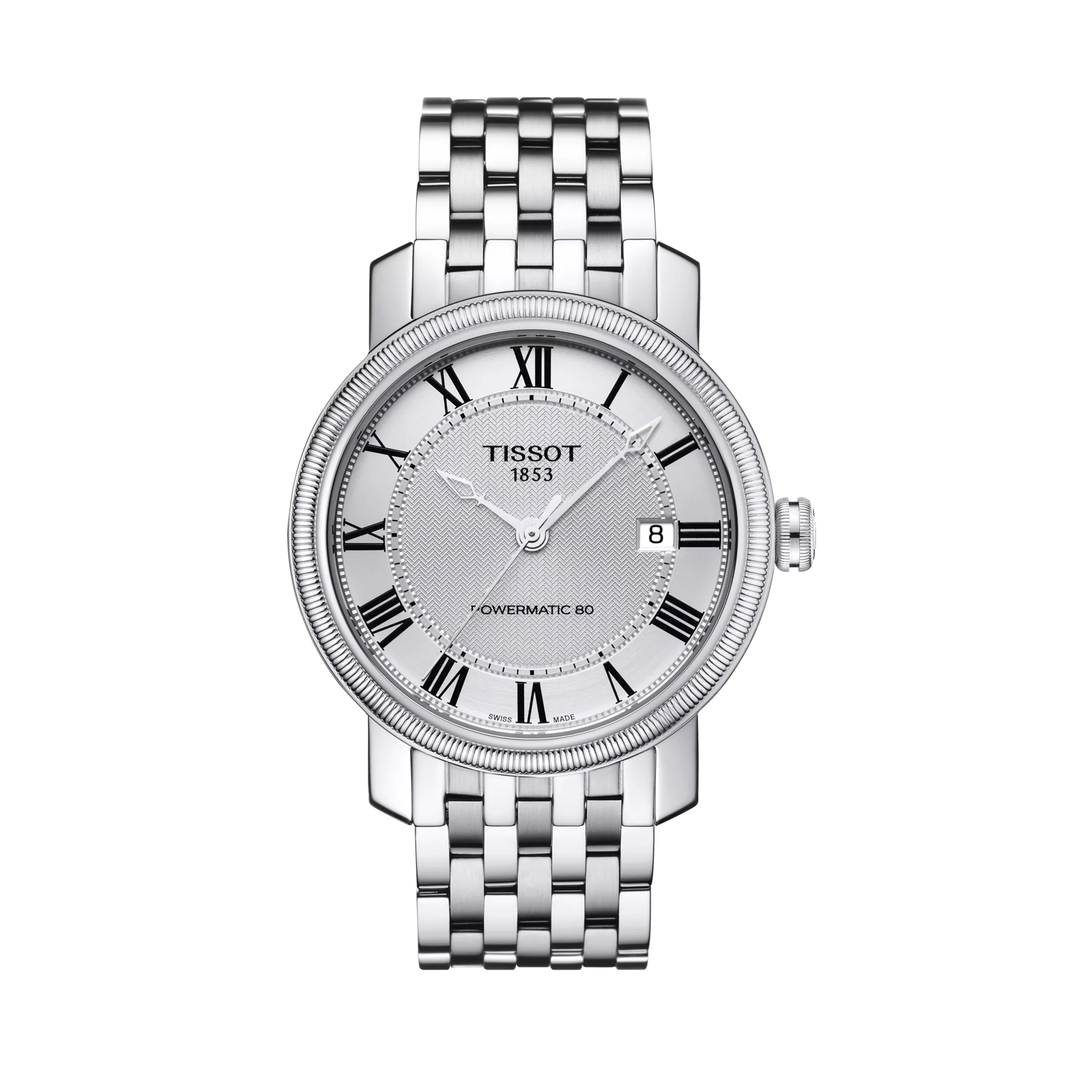 มุมมองด้านหน้าของนาฬิกา Tissot Bridgeport Powermatic 80