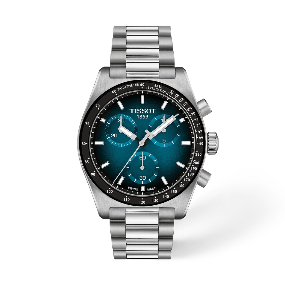 Vorderansicht der Uhr Tissot PR516 40mm mit Schatten
