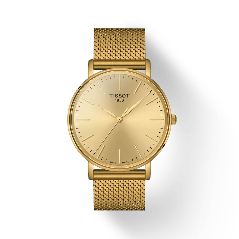 Front view of the watch Tissot Everytime 40mm with shadow