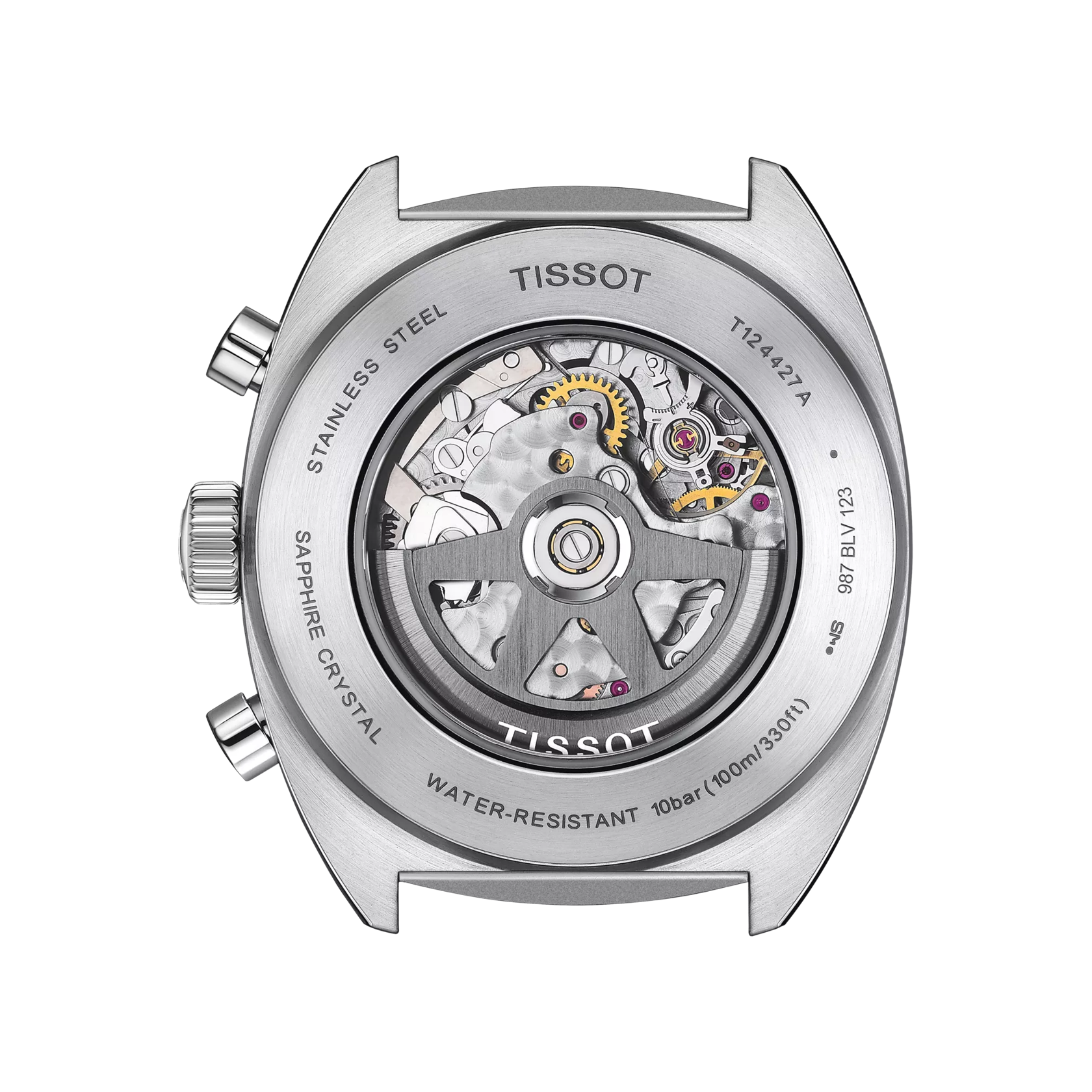 Back view of the watch case Tissot Heritage 1973