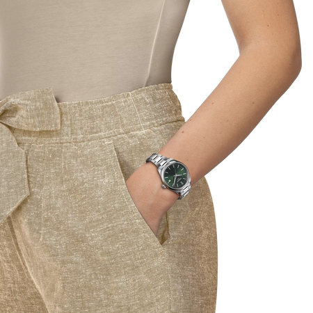 Simulation of the watch Tissot PR 100 34mm on a wrist