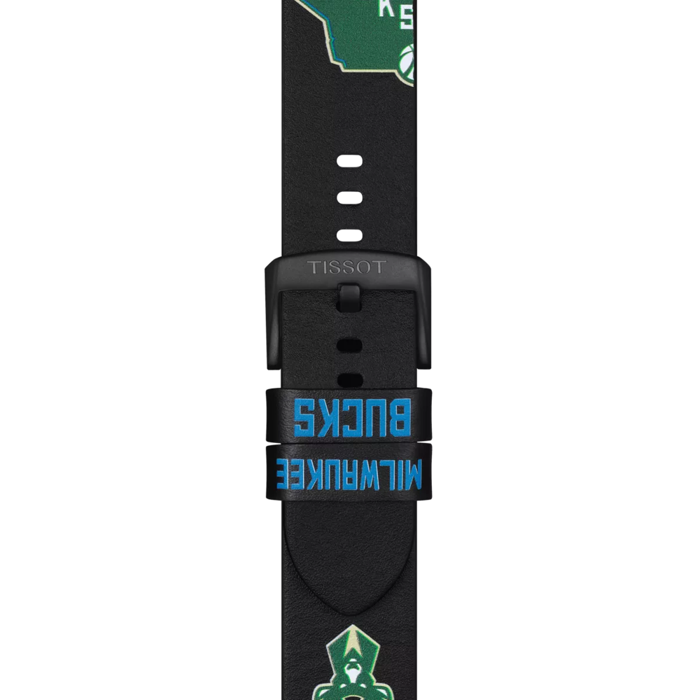 Zoom sur Bracelet Officiel Tissot Cuir Noir Entre-cornes 22 mm