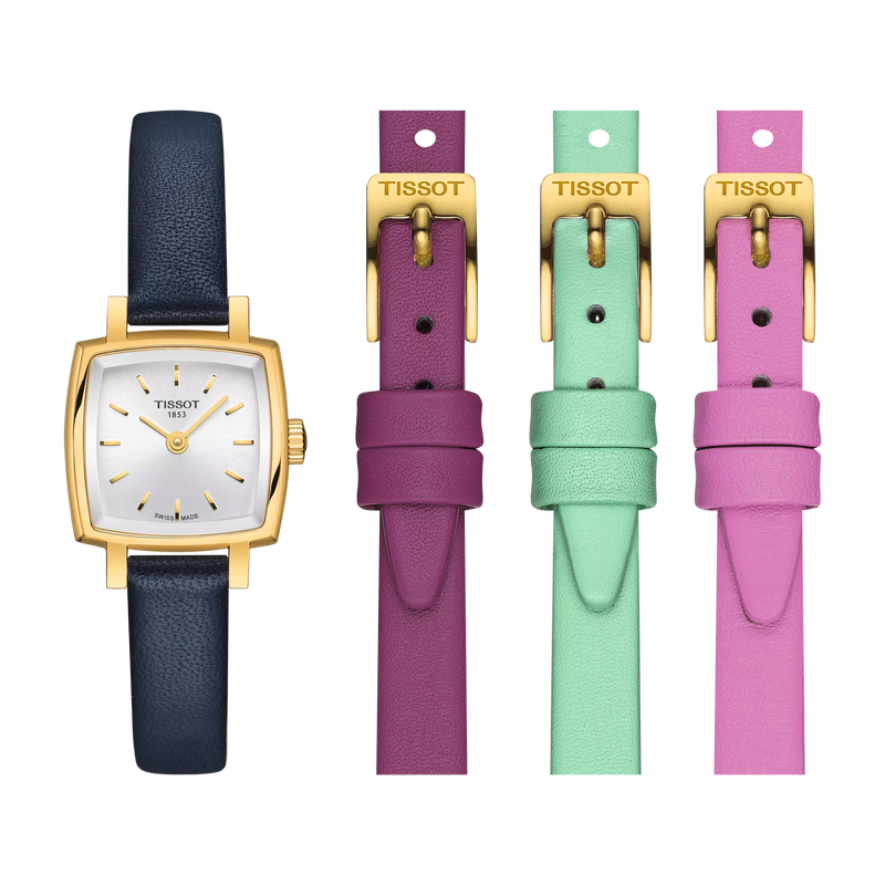 Front view of the watch Tissot Lovely Square Summer Kit with additional bracelet