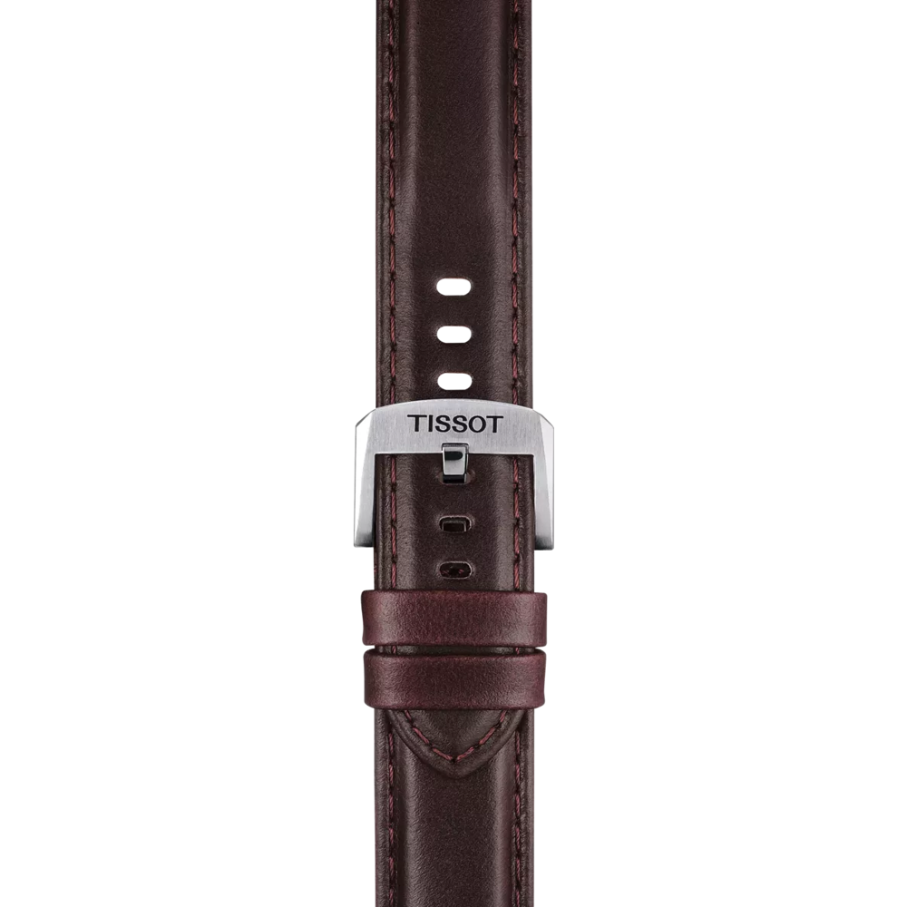 Zoom sur Bracelet officiel Tissot cuir brun entre-cornes 20 mm