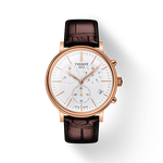 Front view of the watch Tissot Carson Premium Chronograph with shadow