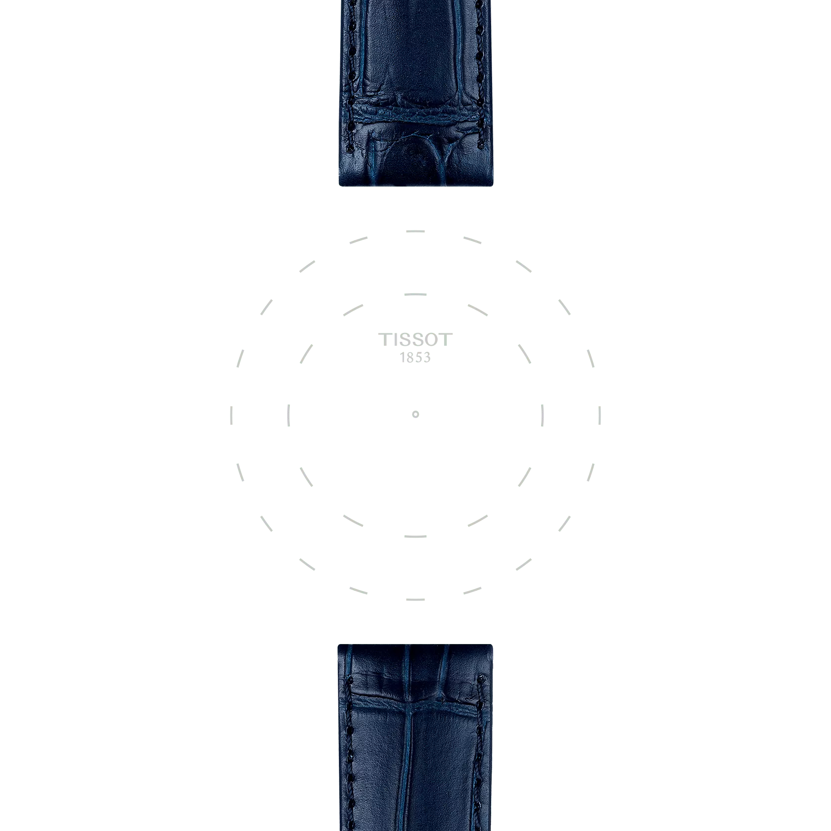 Focus on the lugs of Tissot Official Blue Leather Strap Lugs 20 mm
