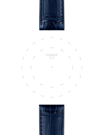 티쏘 정품 블루 레더 스트랩 러그 20 mm 의 러그에 초점