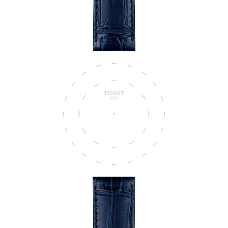 Focus on the lugs of Tissot Official Blue Leather Strap Lugs 20 mm