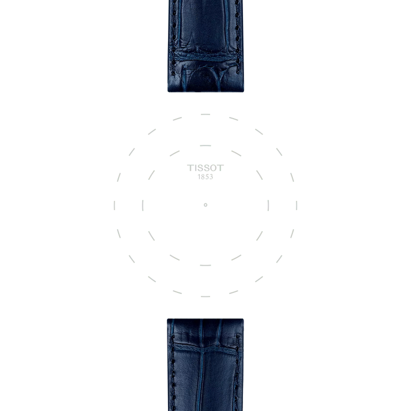 Focus on the lugs of Tissot Official Blue Leather Strap Lugs 20 mm