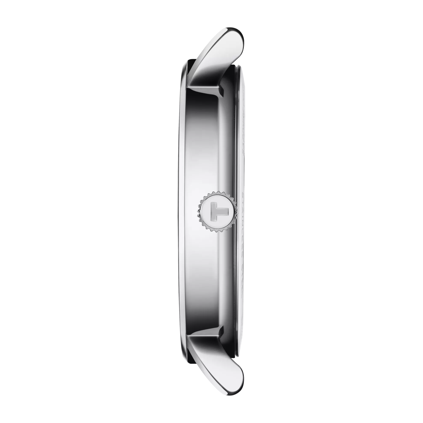 Profile view of the watch case Tissot Everytime 34mm