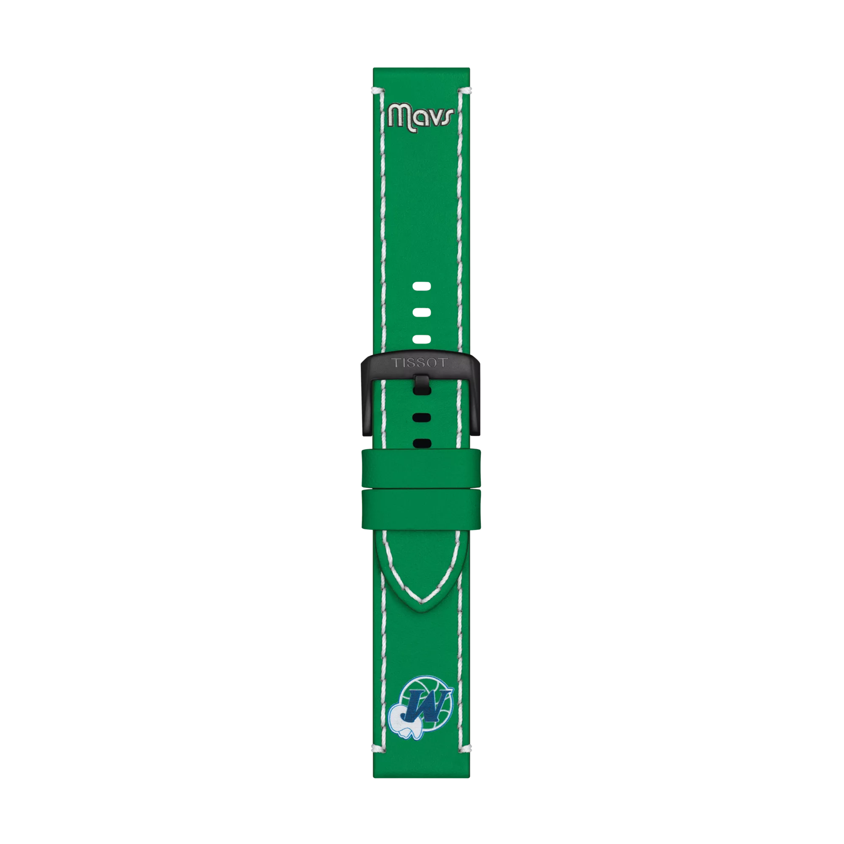 Vue de face de Bracelet officiel Tissot NBA Dallas Mavericks cuir Entre-cornes 22 mm
