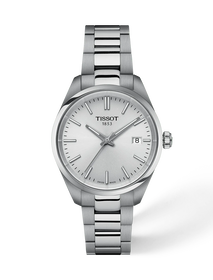 Front view of the watch Tissot PR 100 34mm with shadow