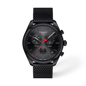 Vue de face de la montre Tissot PR 100 41mm avec ombre