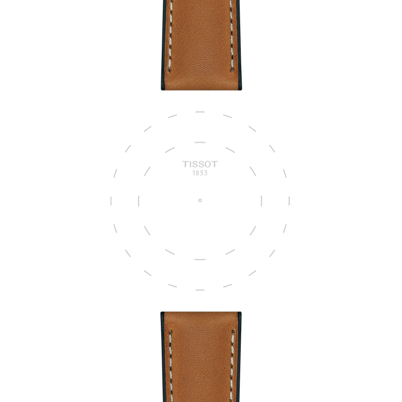 Focus on the lugs of Tissot Official Light Brown Leather Strap Lugs 21 mm