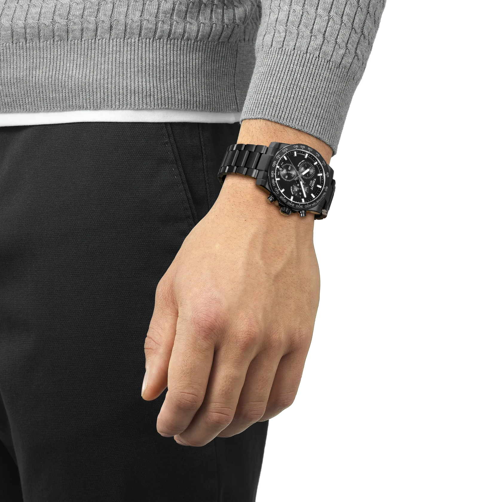 Simulation of the watch Tissot Supersport Chrono 42mm on a wrist