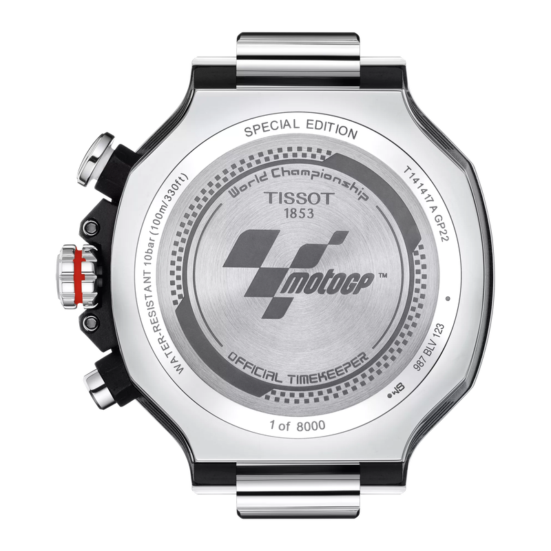 Back view of the watch case Tissot T-Race MotoGP Chronograph 2022 Limited Edition