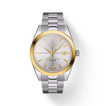 Front view of the watch Tissot Gentleman Gold Bezel 40mm with shadow