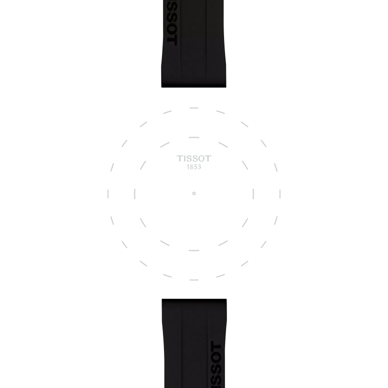 Focus on the lugs of Tissot Siyah Silikon Kayış Boynuz Aralığı 18 mm