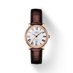 Vue de face de la montre Tissot Carson Premium Automatic lady avec ombre