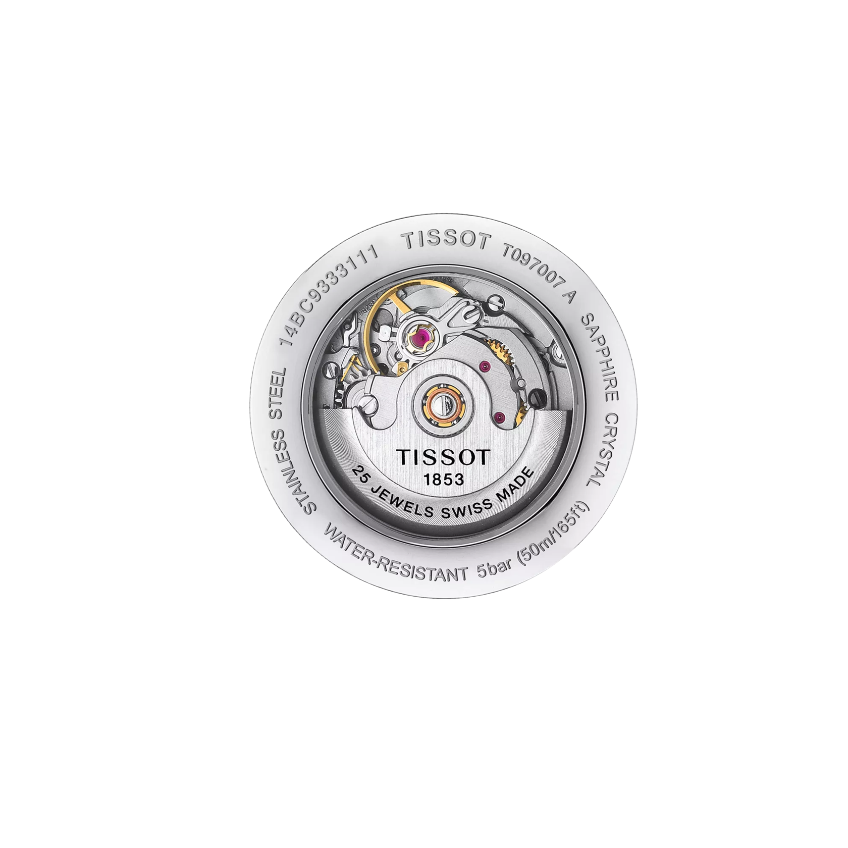 มุมมองด้านหลังของตัวเรือนนาฬิกา Tissot Bridgeport Automatic Lady