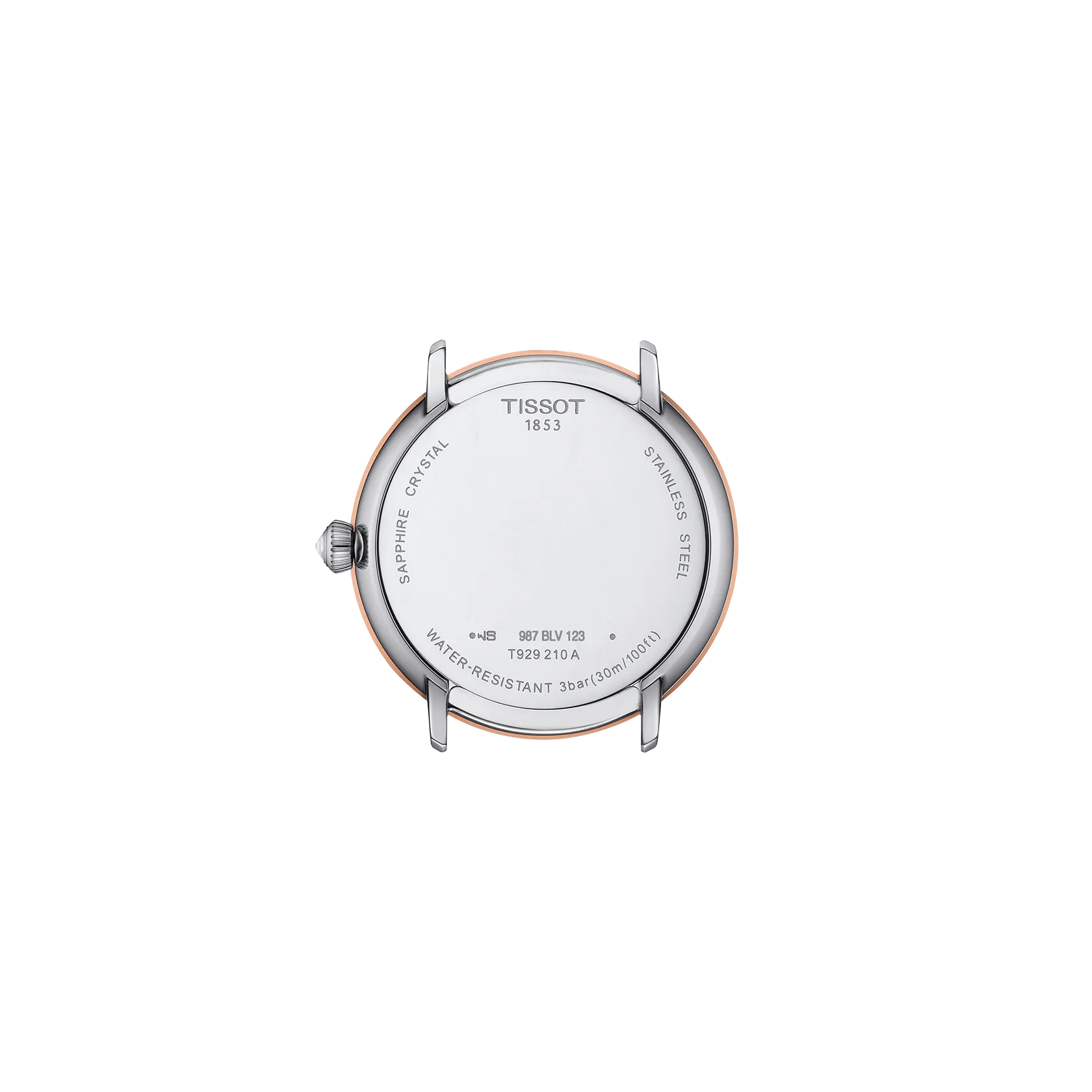 Back view of the watch case Tissot Glendora Gold 33mm