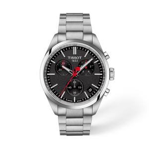 Vista frontal del reloj Tissot PR 100 Vuelta 40mm con sombra