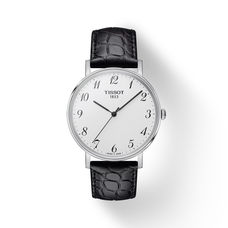 Front view of the watch Tissot Everytime 38mm with shadow