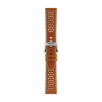 Front view of Tissot Official Light Brown Leather Strap Lugs 22mm
