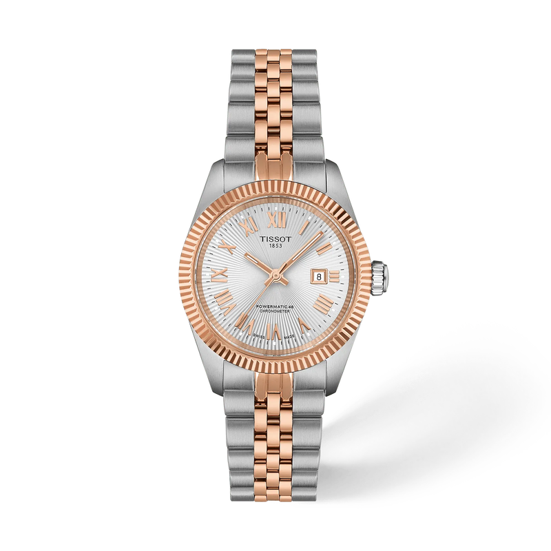 Front view of the watch 天梭BALLADE系列POWERMATIC 48 COSC款30MM with shadow