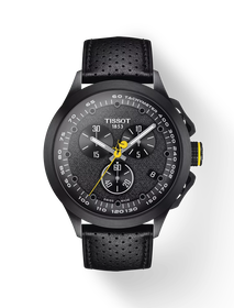 그림자가 있는 티쏘 T-레이스 사이클링 투르 드 프랑스 2022 스페셜 에디션 시계의 전면 보기