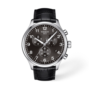 Front view of the watch Tissot Chrono XL Classic 45mm with shadow