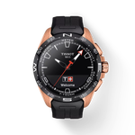 그림자가 있는 티쏘 T-터치 커넥트 솔라 시계의 전면 보기