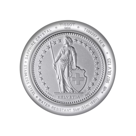 Back view of the watch case Tissot Chemin des Tourelles Powermatic 80 Helvetic Pride Lady