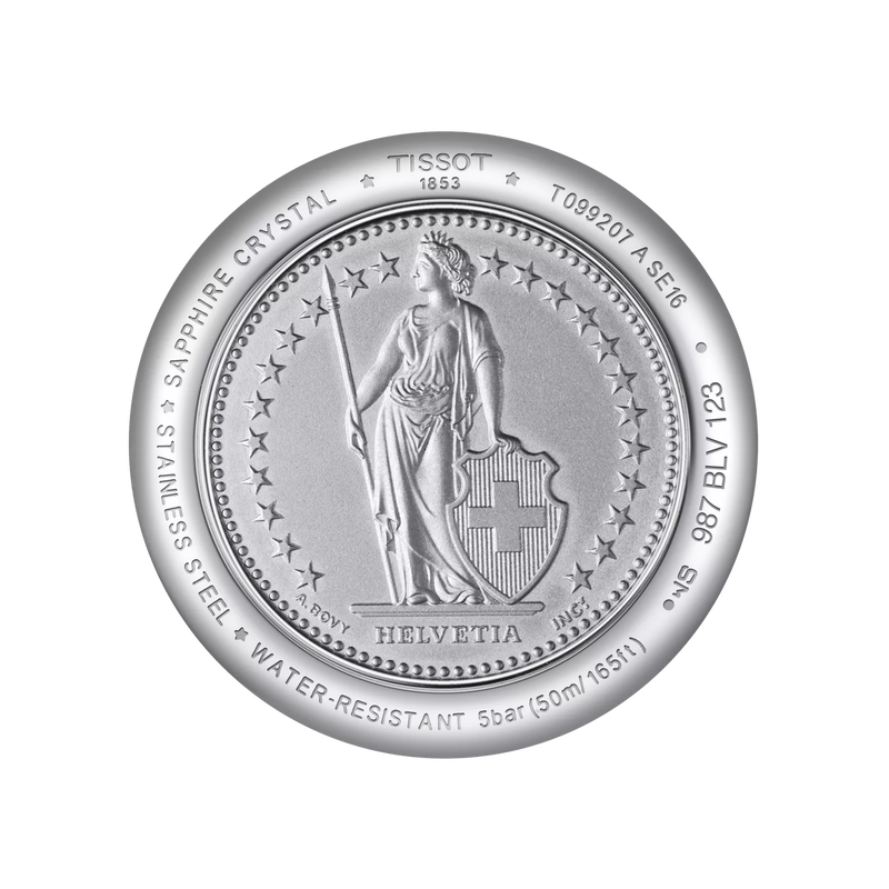 Vue arrière du boîtier de la montre Tissot Chemin des Tourelles Powermatic 80 Helvetic Pride Lady