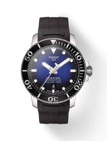 Front view of the watch Tissot Seastar 1000 43mm with shadow