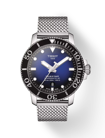 Front view of the watch Tissot Seastar 1000 Powermatic 80 with shadow